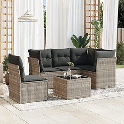 vidaXL Salon de jardin 6 pcs avec coussins gris clair résine tressée