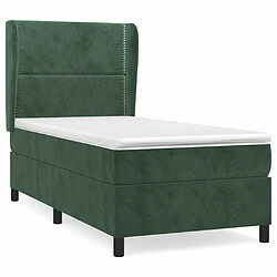 Maison Chic Structures de lit + matelas,Lit à sommier tapissier avec matelas Vert foncé 90x190 cm -MN24819