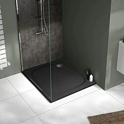 Allibert Receveur de douche carré effet pierre Mooneo - L. 80 x l. 80 cm - Noir