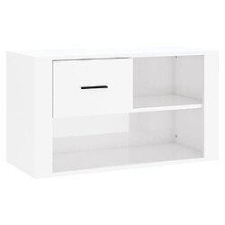 Maison Chic Armoire à chaussure,Meuble à Chaussures Blanc brillant 80x35x45 cm Bois ingénierie -MN32065