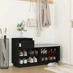 Avis Maison Chic Armoire à Chaussures Noir,Meuble de Rangement à Chaussures 110x34x61 cm Bois de pin massif -MN62072