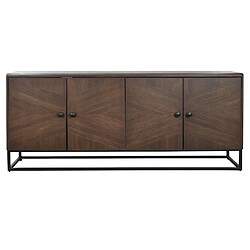 Pegane Buffet, meuble de rangement en bois coloris marron foncé - Longueur 177 x Profondeur 38 x hauteur 75 cm