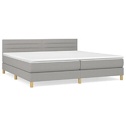 vidaXL Sommier à lattes de lit avec matelas Gris clair 200x200cm Tissu