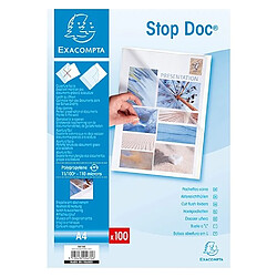 Exacompta Etui carton de 100 chemises coin Stop doc polypropylène lisse 11/100e - A4