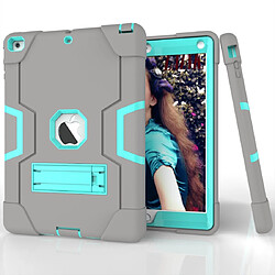 Avis Wewoo Coque Pour iPad 5/4 Silicone de couleur de contraste + PC Combinaison avec support Gris + Aqua