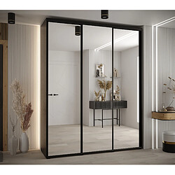 Abiks Meble Armoire à portes coulissantes Davos 2 H235.2 x L190 x P45 3 portes coulissante (Noir/Noir/Noir)