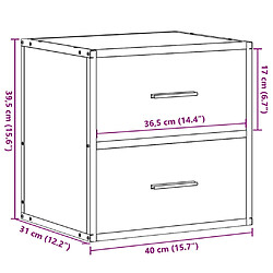 vidaXL Table de chevet murale Chêne fumé 40x31x39,5 cm pas cher