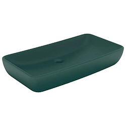 vidaXL Lavabo de luxe rectangulaire Vert foncé mat 71x38 cm Céramique