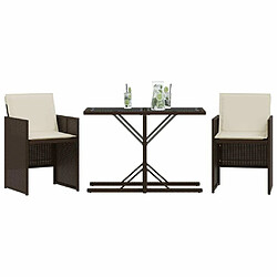 Avis Maison Chic Ensemble de bistro 3 pcs avec coussins,Table + chaises + coussins de jardin marron résine tressée -GKD736331