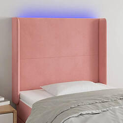 vidaXL Tête de lit à LED Rose 83x16x118/128 cm Velours