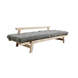 Acheter Inside 75 Banquette convertible futon STEP pin massif coloris grey couchage 70x200 cm.