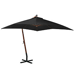 Maison Chic Parasol Jardin | Parasol suspendu avec mat Noir 3x3 m Bois de sapin massif - GKD77028