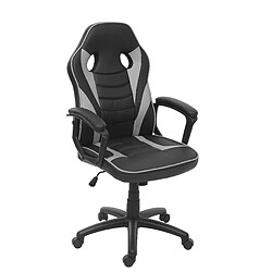 Decoshop26 Fauteuil chaise de bureau gamer sur roulettes forme ergonomique pivotant hauteur réglable synthétique noir / gris 04_0001837