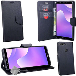 Htdmobiles Housse etui portefeuille pour Huawei Honor 7C + film ecran - NOIR / NOIR