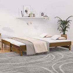 vidaXL Lit coulissant sans matelas marron miel 2x(90x200) cm