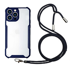 Coque en TPU + acrylique hybride avec lanière bleu foncé pour votre Apple iPhone 13 Pro 6.1 pouces