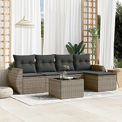 Maison Chic Salon de jardin 6 pcs avec coussins | Ensemble de Table et chaises | Mobilier d'Extérieur gris résine tressée -GKD15808