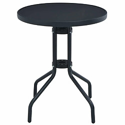 Maison Chic Table de jardin | Table d'extérieur Noir 80 cm Acier et verre -GKD95119