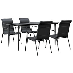 vidaXL Ensemble à manger de jardin 5 pcs noir textilène et acier