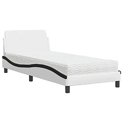 Vidaxl Lit avec matelas blanc et noir 90x200 cm similicuir