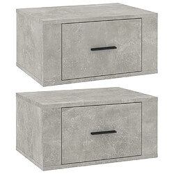 Maison Chic Lot de 2 Tables de Chevet murales - Tables de Nuit Gris béton 50x36x25 cm