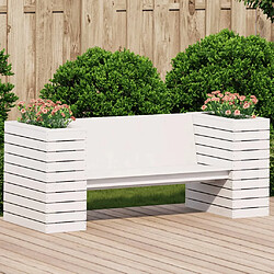 vidaXL Banc avec jardinières blanc 167,5x60x65 cm bois massif de pin