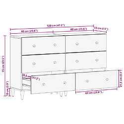 vidaXL Armoires latérales 2 pcs 60x33x75 cm bois massif de manguier pas cher