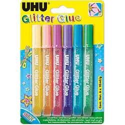 UHU colle scintillante Glitter Glue shiny, contenu:6 x 10 ml ()