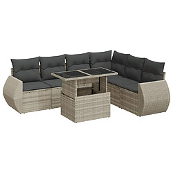 vidaXL Salon de jardin avec coussins 7 pcs gris clair résine tressée