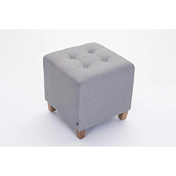 Avis Decoshop26 Tabouret bas repose-pieds pouf capitonné en tissu gris clair pieds en bois 45x46 cm 10_0000061