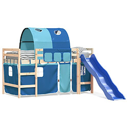 Vidaxl Lit mezzanine enfants avec tunnel bleu 80x200cm bois pin massif