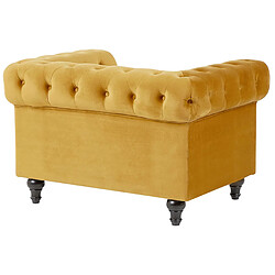 Acheter Beliani Fauteuil CHESTERFIELD Velours Moutarde