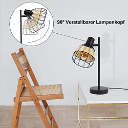 Acheter NETTLIFE Lampe de table Vintage Salon Noir - E27Bambou Pivotant Abat-jour avec interrupteur Max.40W - Sans ampoule