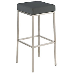 Decoshop26 Lot de 2 tabourets de bar avec repose-pieds design simple hauteur 85 cm en PVC gris et acier inoxydable 10_0004375