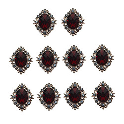 10pcs Strass Dos Plat Perles Bouton Scrapbooking Embellissement Rouge Foncé