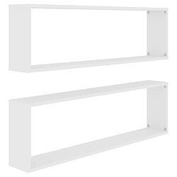 vidaXL Étagères cube murales 2 pcs blanc 100x15x30cm bois d'ingénierie