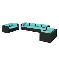 vidaXL Salon de jardin 8 pcs avec coussins Résine tressée Noir