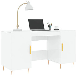 Avis Maison Chic Bureau,Table de travail,bureau de travail pour chambre Blanc brillant 140x50x75 cm Bois d'ingénierie -GKD61423