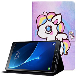 Etui en PU anti-chute avec support et porte-cartes pour votre Samsung Galaxy Tab A 10.1 (2016) T580/T585 - Poney coloré