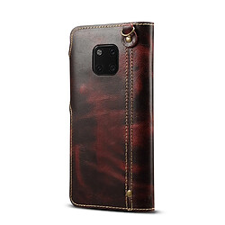 Avis Wewoo Housse Coque Pour Huawei Mate 20 Pro Denior Oil Wax Cuir de vachette Bouton magnétique Étui à rabat horizontal en avec fentes cartes et portefeuille rouge foncé