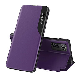 Ozzzo etui en cuir eco view coque elegant avec bequille pour xiaomi redmi k40 pro+ / k40 pro / k40 / poco f3 violet