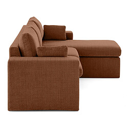 Lisa Design Calgary - canapé d'angle déhoussable et modulable 3 places + 1 pouf en velours texturé