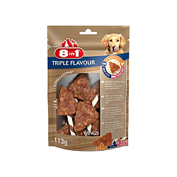 8in1 Triple Flavour Ailes a mâcher Premium aux Boeuf, Porc, Poulet - Pour chien de petite taille - 6 pieces