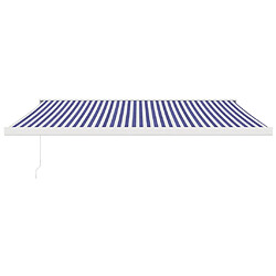 Avis Maison Chic Store banne | Auvent rétractable de porte | Marquise Brise-soleil bleu et blanc 4,5x3 m tissu et aluminium -GKD53900