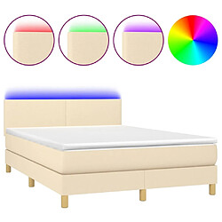 Maison Chic Lit adulte- Lit + matelas,Sommier à lattes de lit avec matelas LED Crème 140x190 cm Tissu -GKD85335