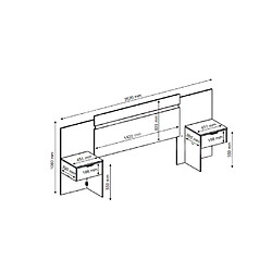 Vente-Unique Tête de lit extensible avec chevets - 140/160 cm - Blanc - PARATI pas cher