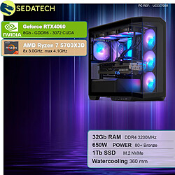 Sedatech PC Gamer V360 • AMD Ryzen 7 5700X3D • RTX4060 • 32Go RAM • 1To SSD M.2 • sans OS