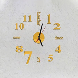 Wewoo Horloge murale Lovelife WC37130 Acrylique Numérique Anglaise DIY Stéréo Or