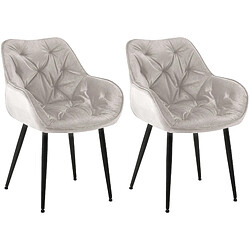 Decoshop26 Lot de 2 chaises de salle à manger design et moderne assise en velours gris et pieds en métal noir 10_0001659