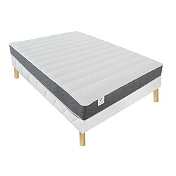 Vente-Unique Ensemble 160 x 200 cm sommier + matelas mousse HD mémoire de forme et tissu 3D respirant ép.18cm - HEAVEN de DREAMEA